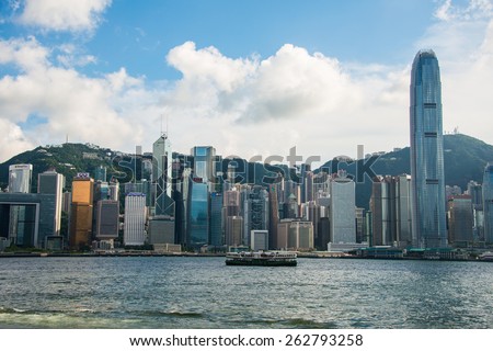 Hong Kong - JULY 27, 2014: Hong Kong skyline on July 27 in China, Hong Kong. Hong Kong skyline is one of the famous in the world