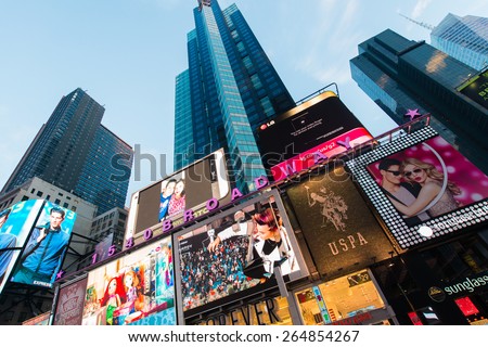 New York - DECEMBER 22, 2013: Times Square on December 22 in USA, New York. Times Square is the most popular tourist spot in New York