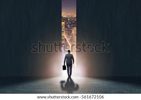 Similar – Image, Stock Photo A man walks through the green forest