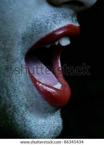 gay man mouth with lipstick
