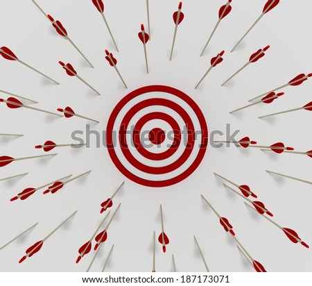 Tens of arrows that have missing  the target
