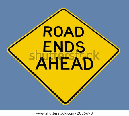 road ends ahead sign