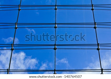 Transparent glass windows  of  high tech modern building