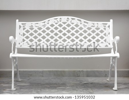 white chair garden at calmly & empty