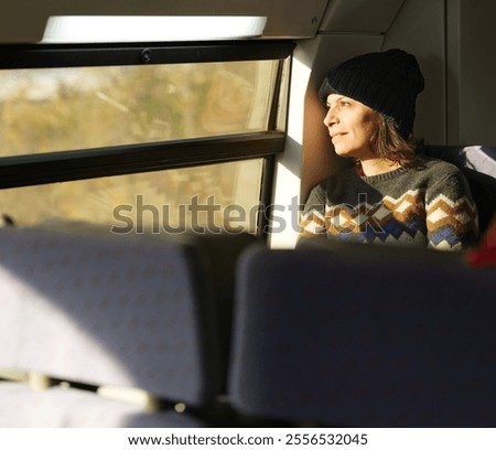 Similar – Image, Stock Photo Tourists gazing at breathtaking snowy mountain slope