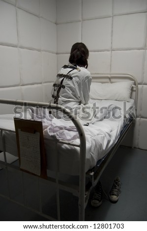 Crazy With A Straitjacket In A Psychiatric Stock Photo 12801703 ...