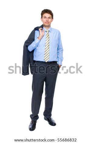 young attractive and confident businessman, full body shoot, studio shoot isolated on white background