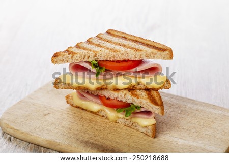sandwich toast grilled with cheese tomatoes and ham