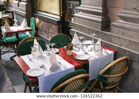 Served table at a cafe terrace outdoor