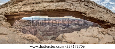 Mesa Arch is a pothole arch in Canyonlands National Park, Utah
