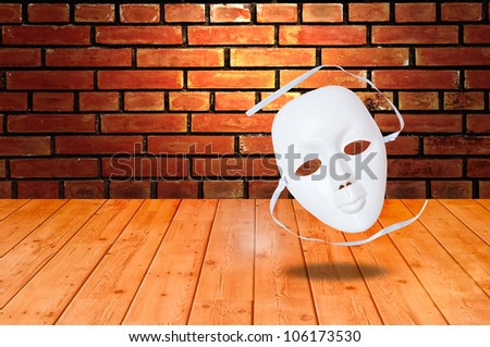 white drama masks in studio
