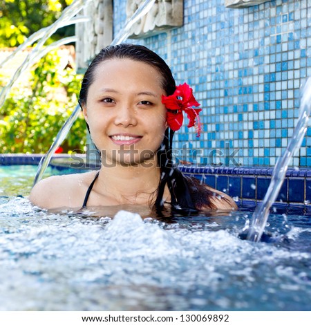 Wonderful Malaysia girl in spa pool on the long weeken