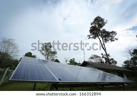 Close up fix solar cell in Thailand National Park