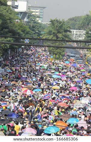 BANGKOK - DEC 9: Many 5 milion people walked for anti government corruption on Jun 09, 2013 in Bangkok, Thailand. The protesters required  Yingluck Shinawatra Prime Minister resign.