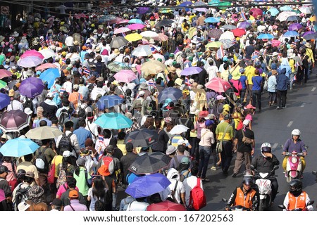 BANGKOK - DEC 9: 5 million people walked for anti government corruption on Jun 09, 2013 in Bangkok, Thailand. The protesters wanted Yingluck Shinawatra Prime Minister to resign.