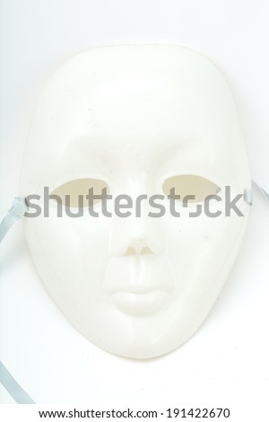 white drama mask isolated with white background