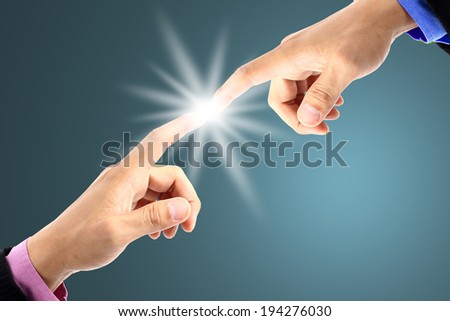Businessman use fingers touching for good connection