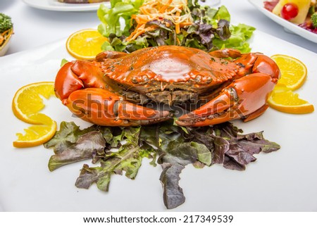 Singapore chili mud crab in restaurant
