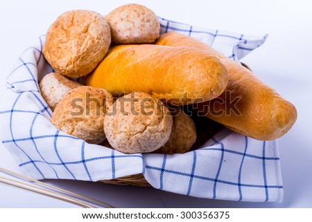 Fresh natural bread food with white background