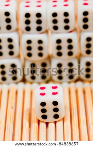 Number “Four” of Six gambling dices on white background