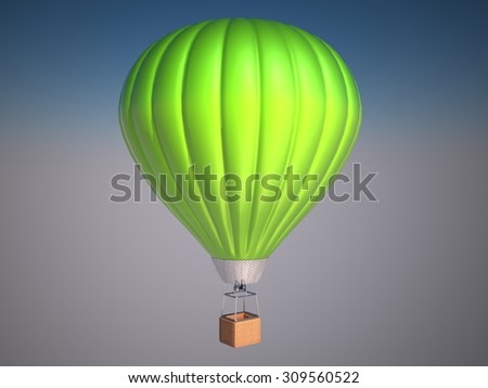 Hot air balloon in the clear sky on the sunny day