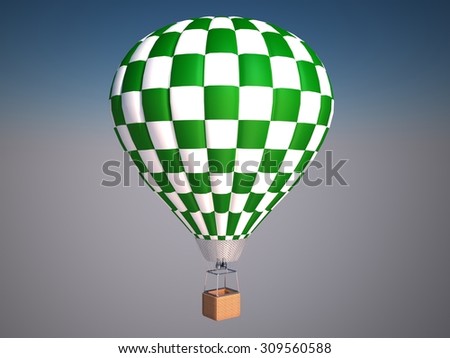 Hot air balloon in the clear sky on the sunny day