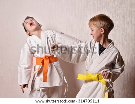 Kids during karate training. Martial arts.Sport, active lifestyle concept