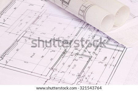 Architecture background: Construction plan tools and blueprint drawings