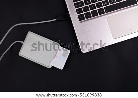 Signing document with digital electronic certified signature on ID card Photo stock © 
