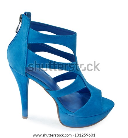 Blue summer woman Shoe  isolated in white background