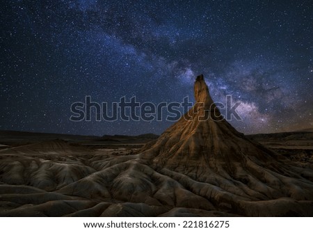 Bardenas desert Milky Way, Navarra, Spain