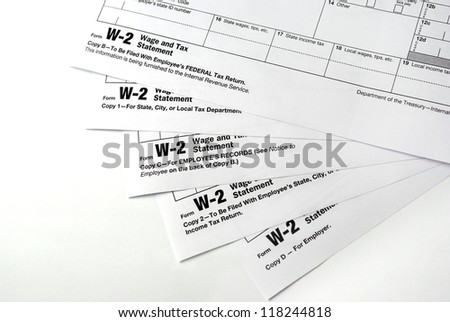 Tax return papers on the white background