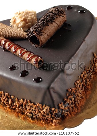 Part of chocolate heart cake