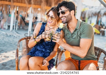 Image, Stock Photo Man enjoying a cocktail on the lounger in summer