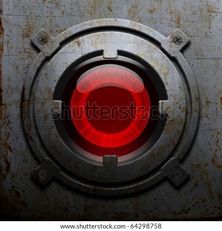 Red metal robot eye