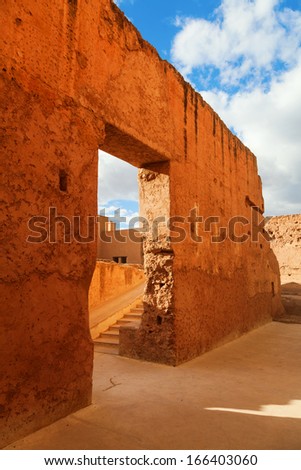 MARRAKESH, MOROCCO - NOVEMBER 17: ruins of the Badi Palace on November 17, 2013 in Marrakesh. The palace was built by Saadian sultan Ahmad al-Mansur 1578.