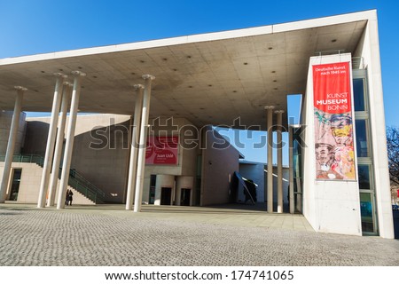 BONN, GERMANY - JANUARY 31: museum of art on January 31, 2014 in Bonn. The museum in Bonn is a nationalwide noted museum of contemporary art with about 7500 works.