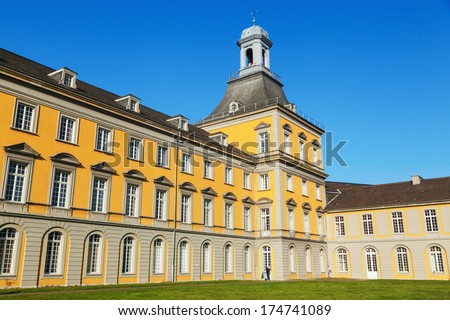 BONN, GERMANY - JANUARY 31: electoral palace on January 31, 2014 in Bonn. Today the palace houses the University of Bonn, a famous city that was from 1949 until 1990 the capital of Germany.