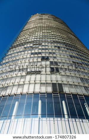 BONN, GERMANY - JANUARY 31: Deutsche Post Tower on January 31, 2014 in Bonn. The Deutsche Post is the world\'s largest courier company and the tower is with 162,5 meters the 11th largest in Germany.
