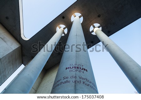 BONN, GERMANY - JANUARY 31: columns of the art museum on January 31, 2014 in Bonn. The museum is a great respected museum of contemporary art with about 7.500 artworks, especally from August Macke.