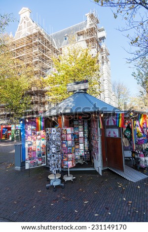 AMSTERDAM, NETHERLANDS - NOVEMBER 13: gay and lesbian info kiosk on November 13, 2014 in Amsterdam. Amsterdam calling itself the capital gay and lesbian capital of Europe