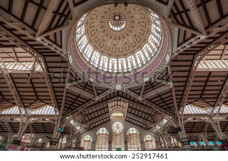 VALENCIA, SPAIN - FEBRUARY 07, 2015: Central Market -Mercado Central- in Valencia. It is a public market generally considered one of the oldest European markets still running