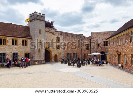 TAUNTON, ENGLAND - JUNE 27, 2015: Museum of Somerset with unidentified people. The museum lies within the 12th Century Taunton Castle and tells the countys story from prehistoric times to present day