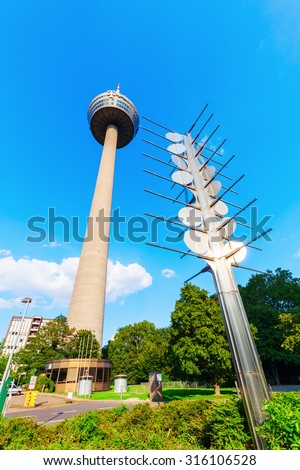 COLOGNE, GERMANY - SEPTEMBER 11, 2015: radio tower called -Colonius- in Cologne. Today it iswith 266 m the tallest radio tower in North Rhine-Westphalia and in entire Germany the 7th tallest