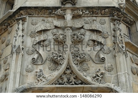 Detail of gothic wall in Paris, France