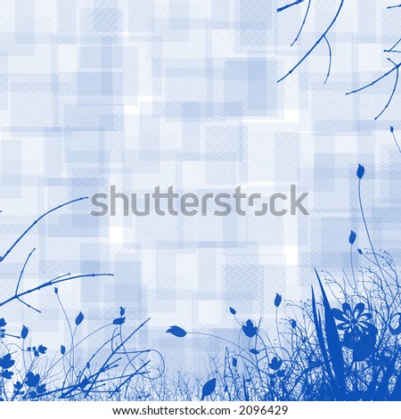 Blue floral with diamond plate pattern image for backgrounds or wallpaper.
