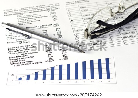 business balance, income statement financial analyze