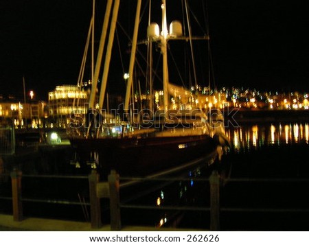 Night shot of Yacht Basin at the V & A Waterfront in Cape Town
