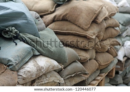 wall with sandbags and cement to guard