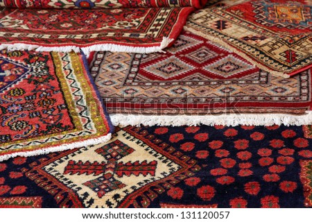 textures and background of ancient handmade carpets and rugs